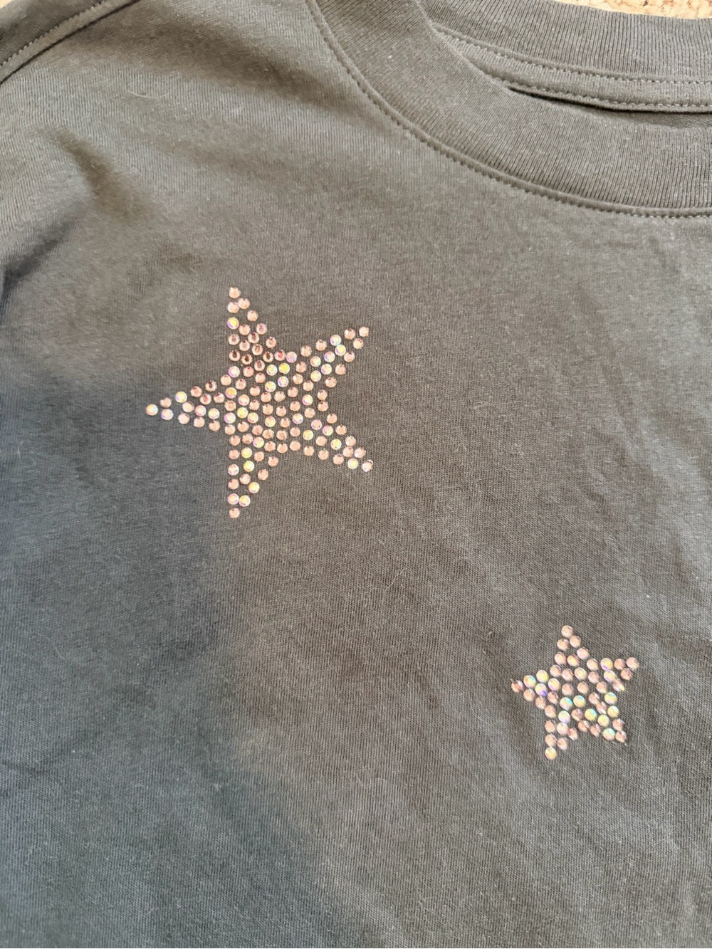 Gap girls long sleeve t shirt with crystal star appliqués size large gray - Picture 2 of 5